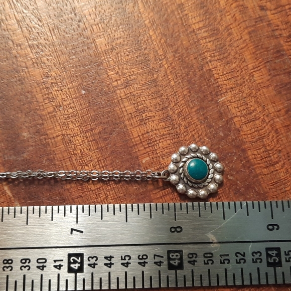 Vintage turquoise charm and necklace sterling silver clasp is detailed - Picture 7 of 7